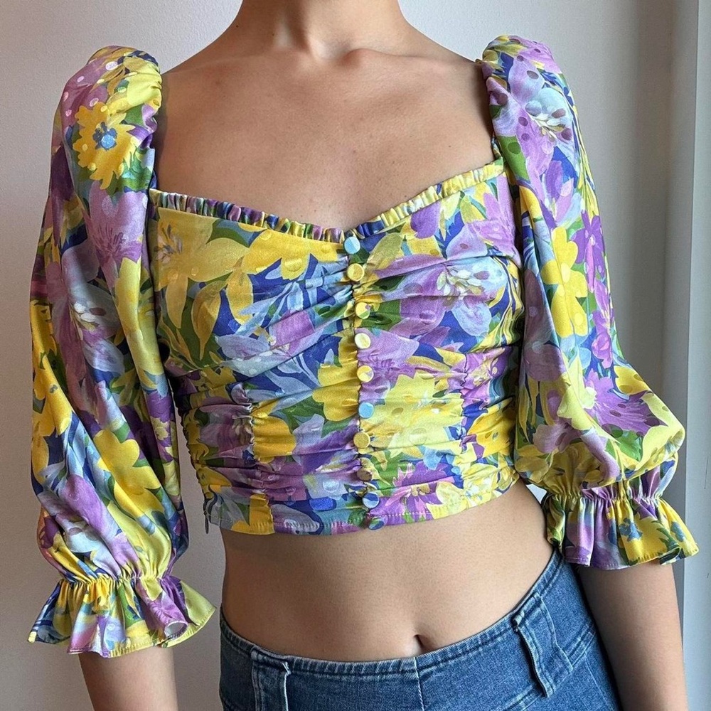 For Love And Lemons Multicolor Floral Blouse